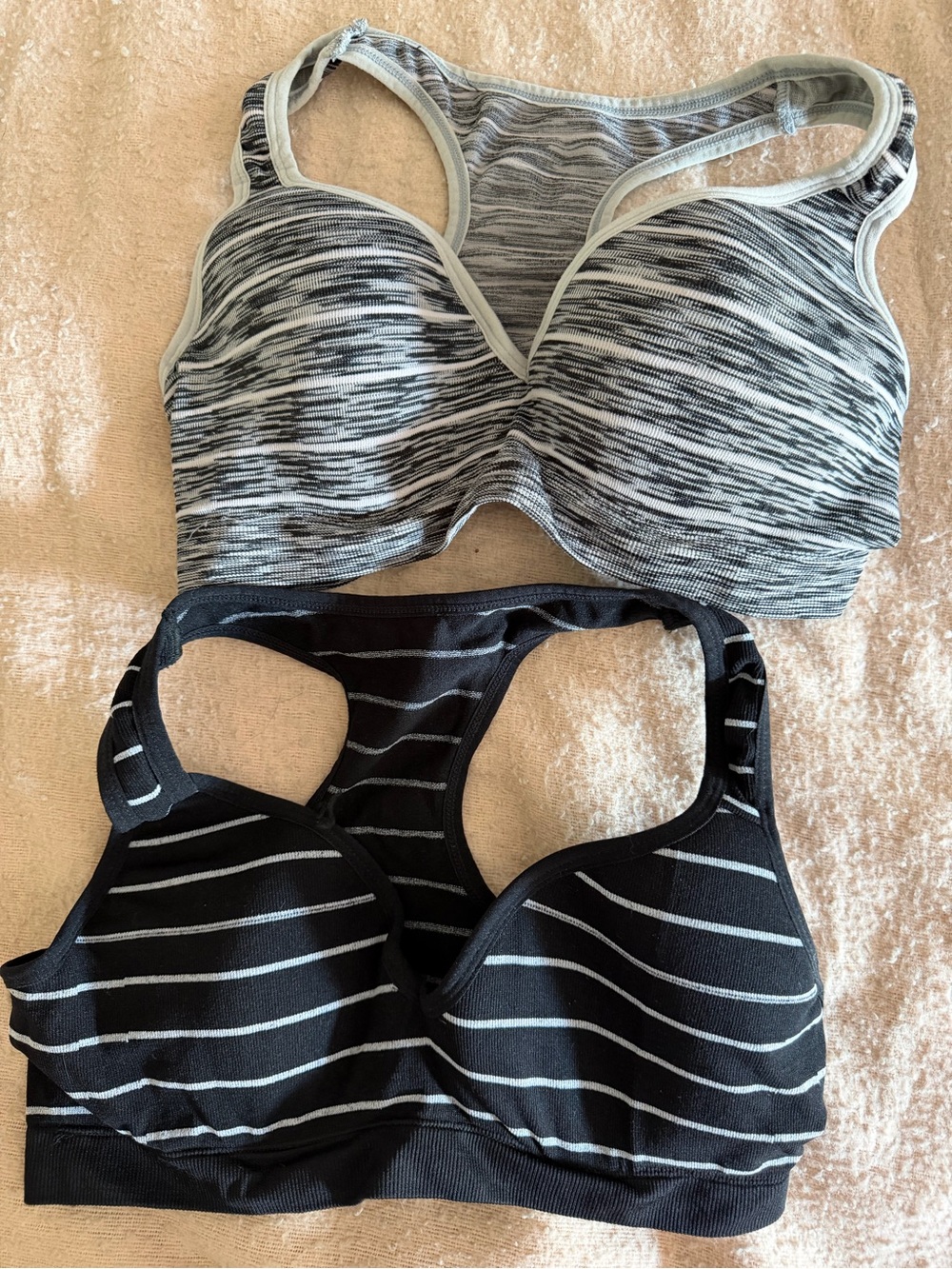 Seamless Racerback Everyday Bra - Black and Gray Stripe Set